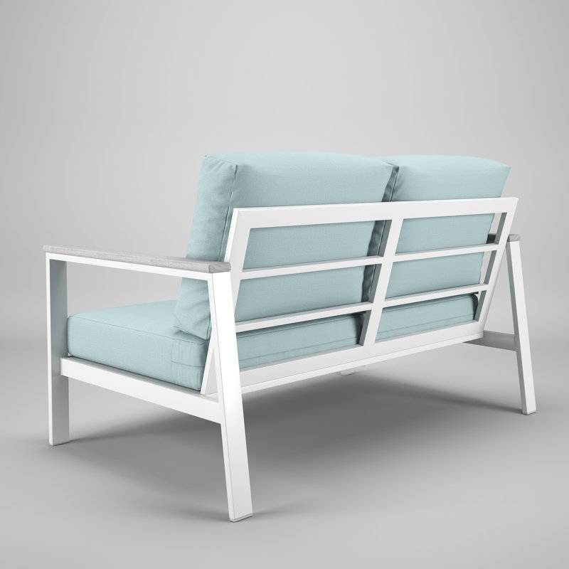 Townsend 55" Sunbrella® Patio Loveseat, Teal, White
