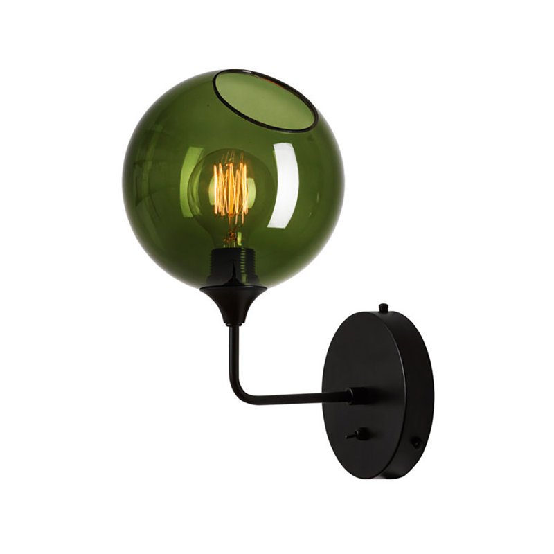 Ballroom 1 - Light Armed Sconce, 15" H x 8" W x 8" D, Green, Black