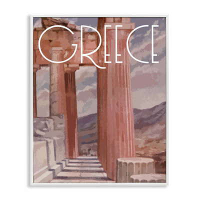 Monuments de la ville de Grèce, estampe numérique encadrée par Daphne Polselli bg-856