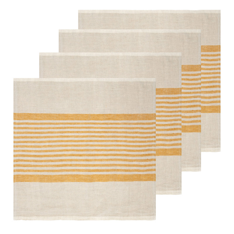 Camargo Striped Square Napkin, Natural/Mustard