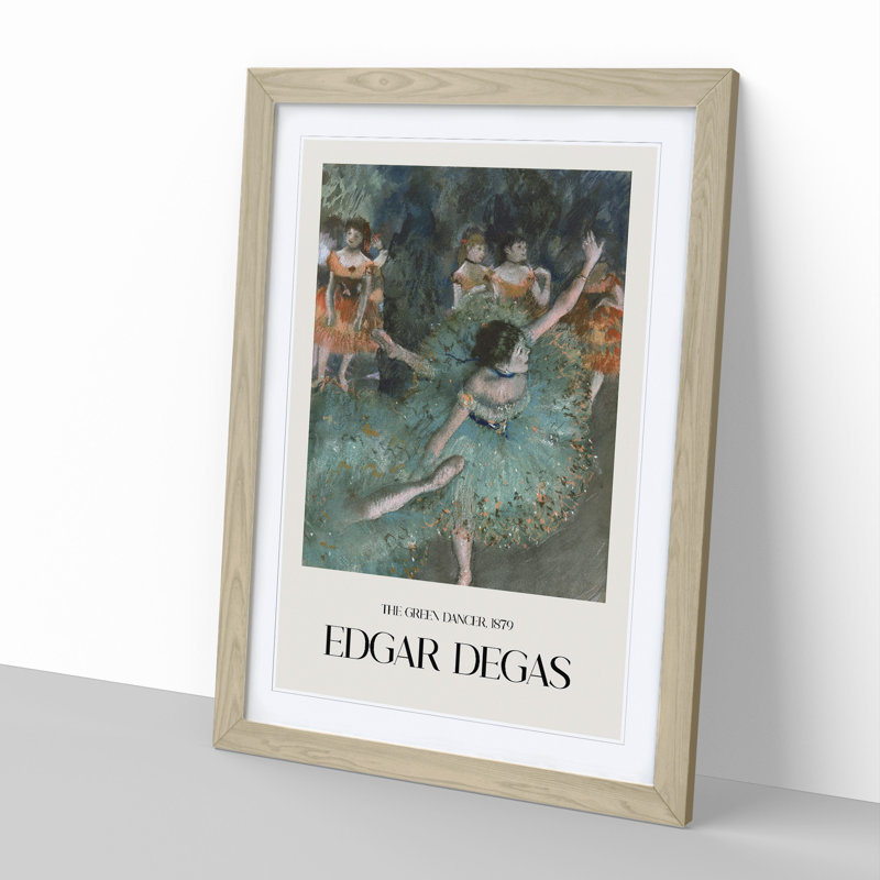 Green Ballet Ballerina Dancers by Edgar Degas - Single Picture Frame Print, 36cm H x 27cm W x 2cm D, Oak Framed