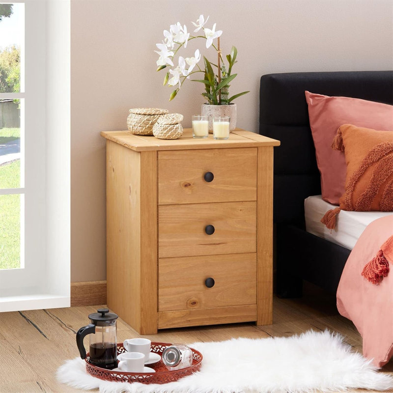 Ahriah 47cm W Solid Wood Bedside Table
