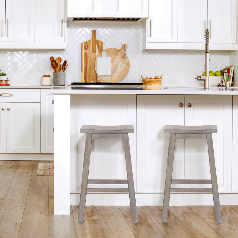 Solid Wood Counter Stool, Antique Gray, Bar Stool (29” Seat Height)