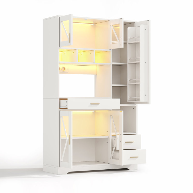 185 Cm Kitchen Pantry With Storage, White
