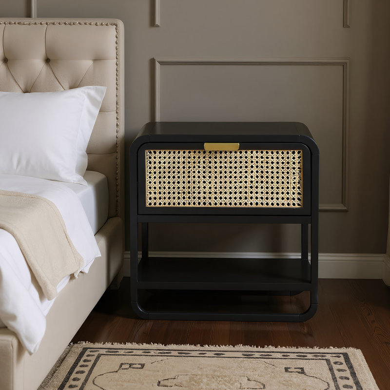 Chartres 24'' W Cane Nightstand, Black