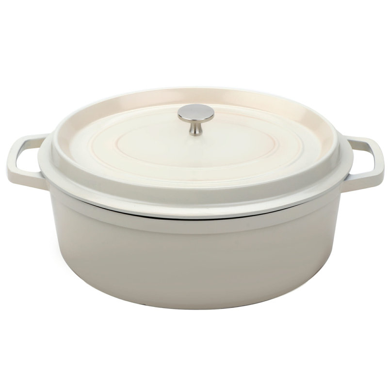 GET Cocotte ovale antiadhésive en fonte d'aluminium, Blanc, 6,5 pte