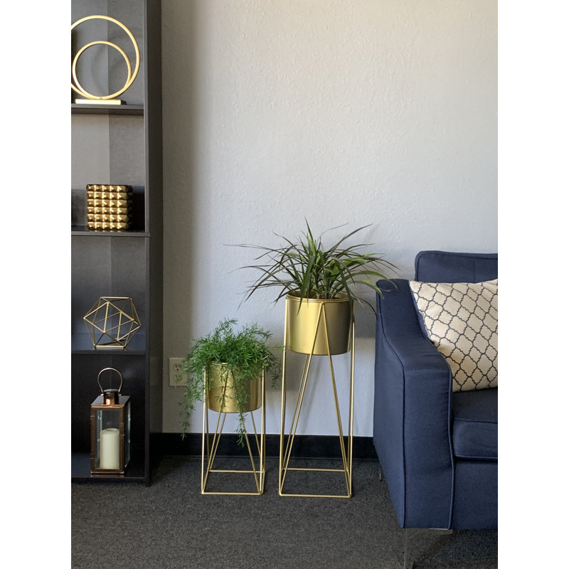 Handmade Metal Pot Planter, Gold