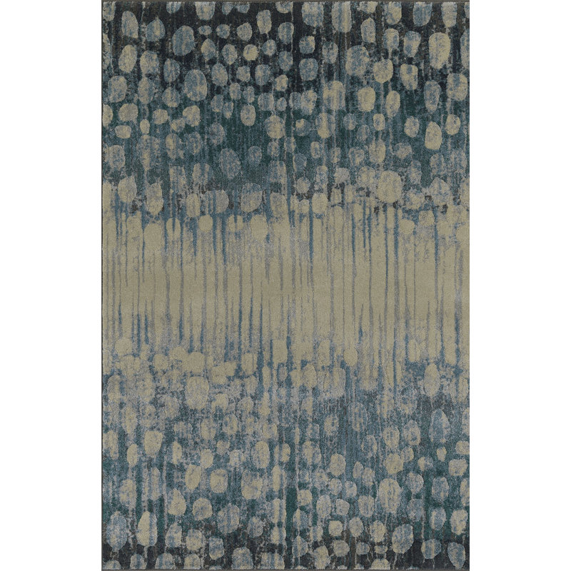 Tapis étain abstrait area Garth, Rectangle 9 pi 6 po x 13 pi 2 po