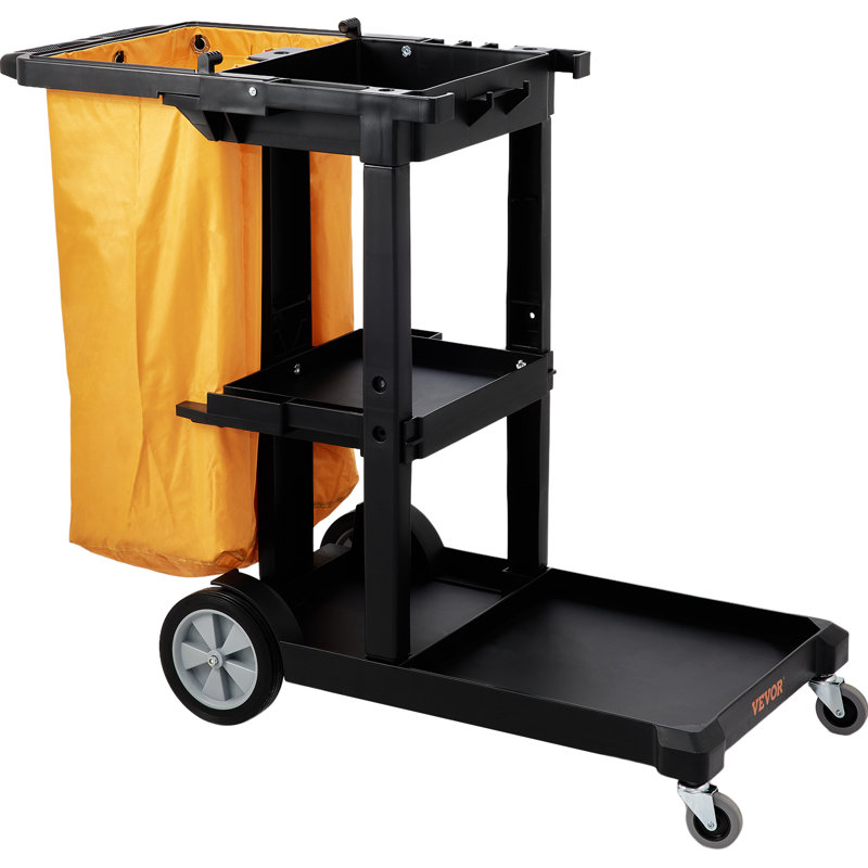 Utility Cart with Wheels, Black, 38" H x 35" W x 25"