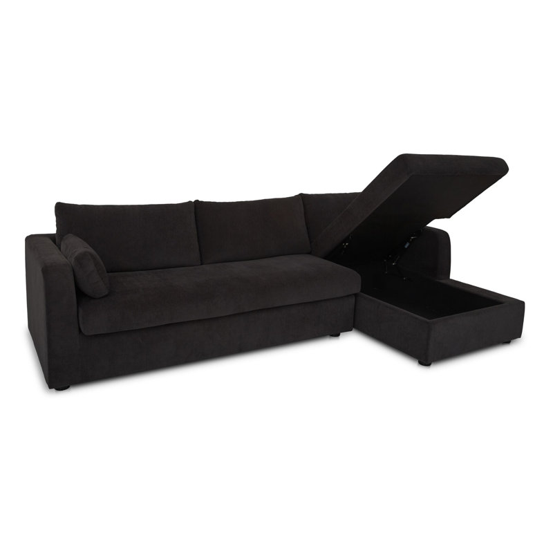 Canapé-lit modulaire Eddie, Orienté à droite, Polyester noir