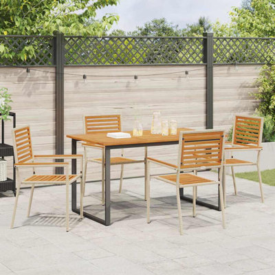  Garden Dining Set Solid Acacia Wood Furniture Outdoor Patio Seating