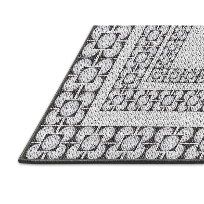 Tapis noir/blanc cassé tissé à la machine, Rectangle 3 pi x 5 pi