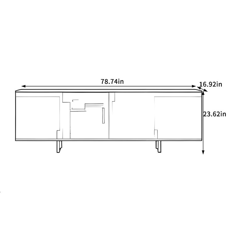 Italian Style Solid Wood TV Stand, Burlywood, 23.62"H x 78.74"L x 16.92"W