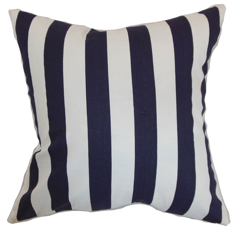 Striped Reversible Throw Pillow, Blue, Polyester/Polyfill, 18" H x 18"  W