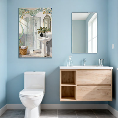 Scène de salle de bain Bath & Laundry avec douche et lavabo en verre