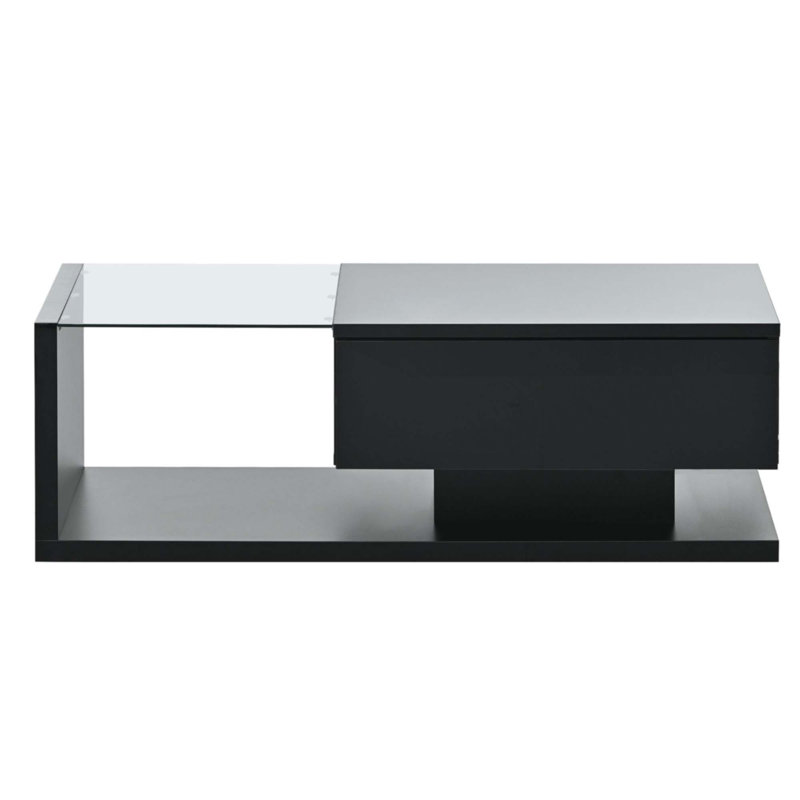 Table basse moderne avec verre trempé, Noir