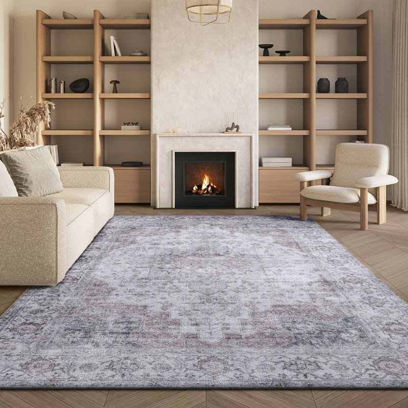 Tapis oriental en polyester tissé à la machine Melaya, Rectangle 8 pi x 10 pi