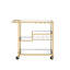 Chariot en miroir à finition champagne pour le service des boissons et des aliments, plateau et tablettes de miroir de 5 mm, cadre en métal, support pour bouteilles de vin / verres à pied, roulettes, 3 compartiments ouverts, capacité de poids de 70 lb, tablette de 40 lb