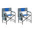 2 chaises légères pour pique-nique Forest - pliant surdimensionné avec rangement, poche extérieure bleue / grise