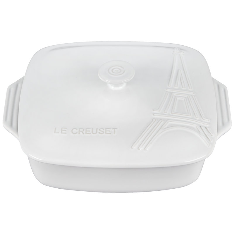 Le Creuset Stoneware Square Casserole with Lid, White