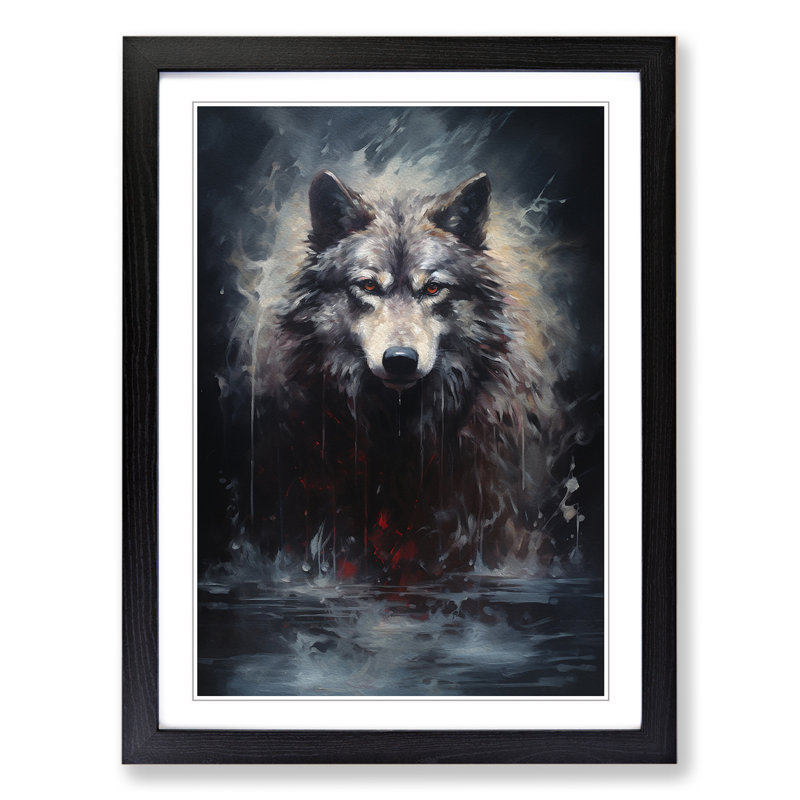 Wolf Contemporary No.3 Framed Print, Black , 64cm H x 46cm W x 2cm D