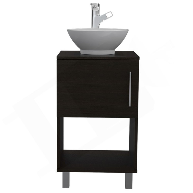 Meuble-lavabo simple à 1 tablette Wengé