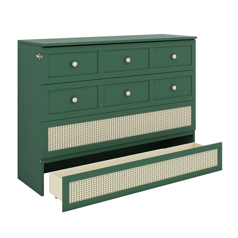Système de lit escamotable moderne avec solutions de rangement intégrées, Vert