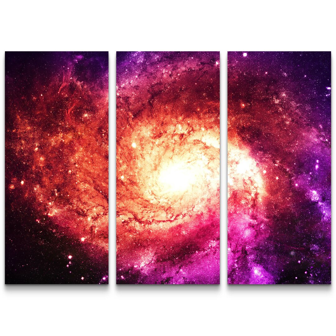 3-tlg. Leinwandbilder-Set Magenta Galaxie