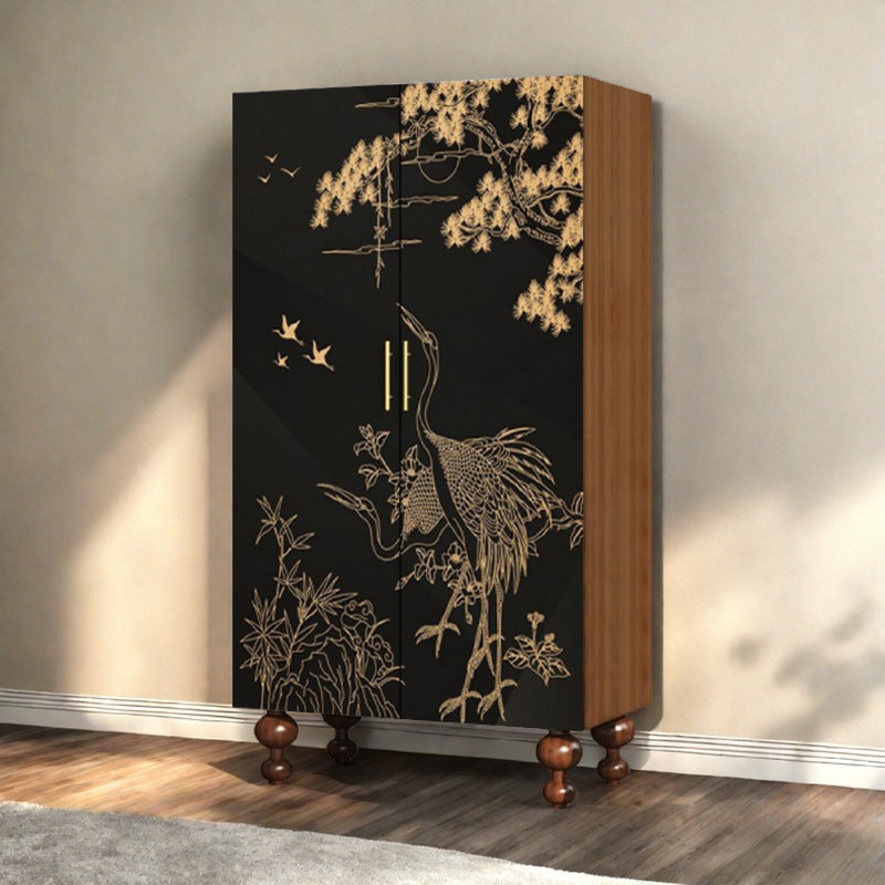 Armoire de rangement Vintage, Noyer / noir