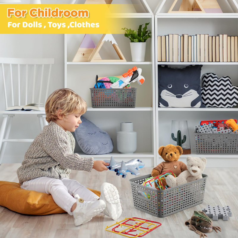 Ensemble de 6 petits bacs de rangement empilables en plastique avec couvercles, contenants de rangement polyvalents pour tablettes, tiroirs, bureau, salle de jeux, salle de classe et organisation de bureau