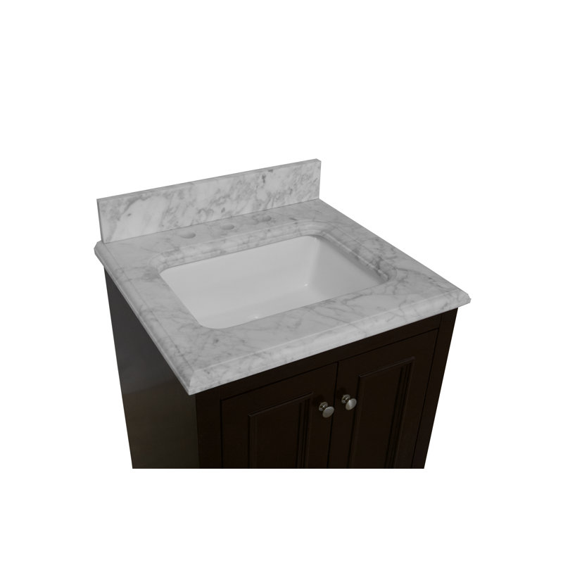 Loughlam 24'' Single Bathroom Vanity with Top, Chocolate, Carrara Marble