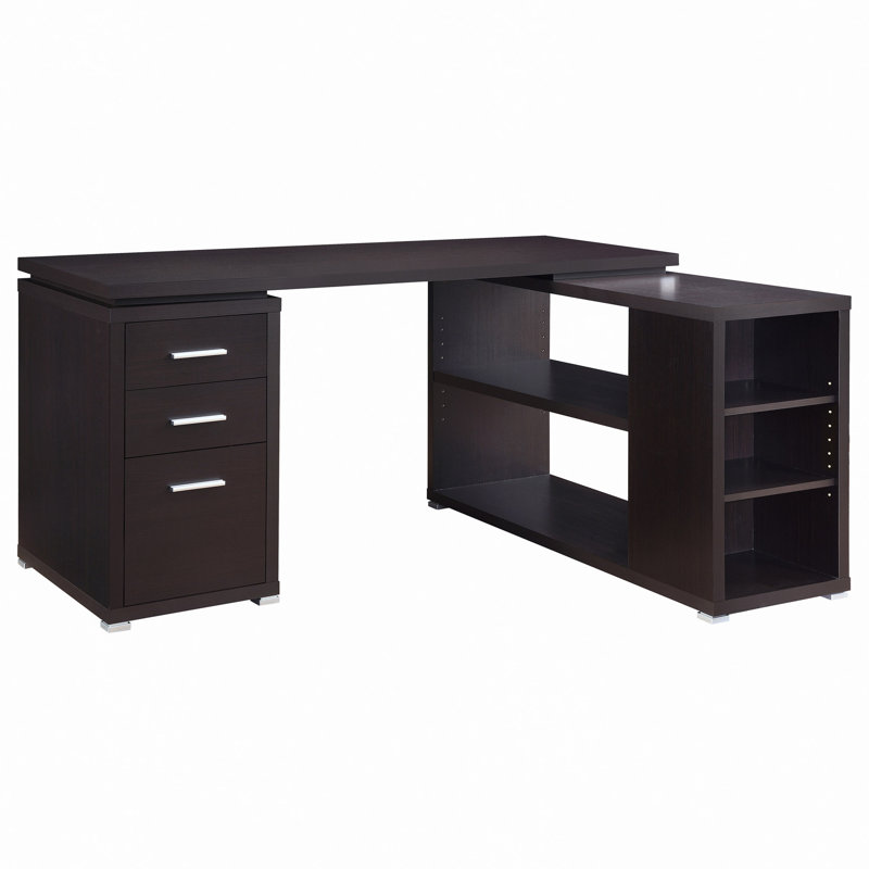 Cappuccino 3-Drawer L-Shape Computer Desk, Cappuccino