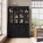 71" H X 71" W Bookcase Cabinet With Glass Doors And Large Storage Drawers(C+2D)-1342105458