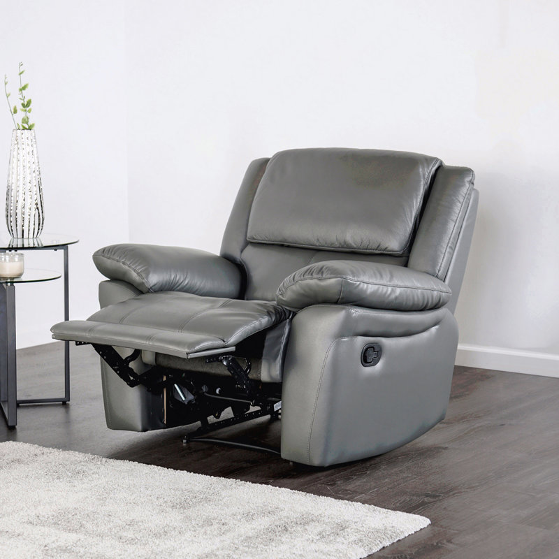 Fauteuil inclinable transitionnel gris foncé - garniture de passepoil, accoudoirs coussinés, Gris