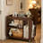 3-Tier Walnut Rolling Side Table, 220 lbs Load Capacity Mobile Storage Cart ,Lockable Wheels + Guardrail for Living Room & Bedroom