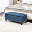 Repose-pieds avec rangement, banc de rangement rembourré en lin avec plateau relevable et capitonnage à boutons