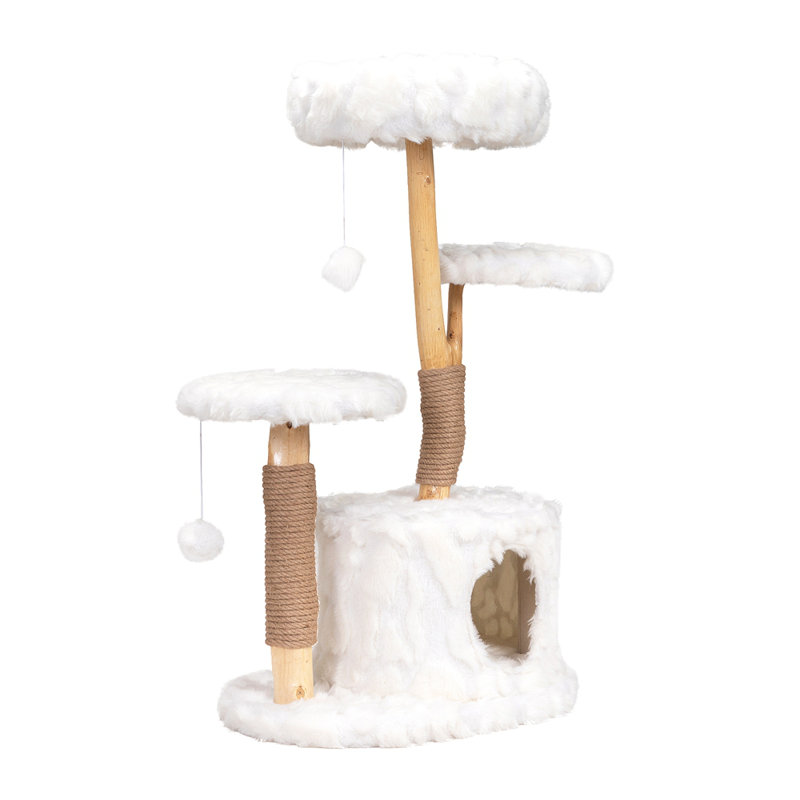 Arbre à chat moderne, tour de chat à branche naturelle, condo pour chat de luxe, mobilier pour chat d'intérieur, cadeau de chat chaton
