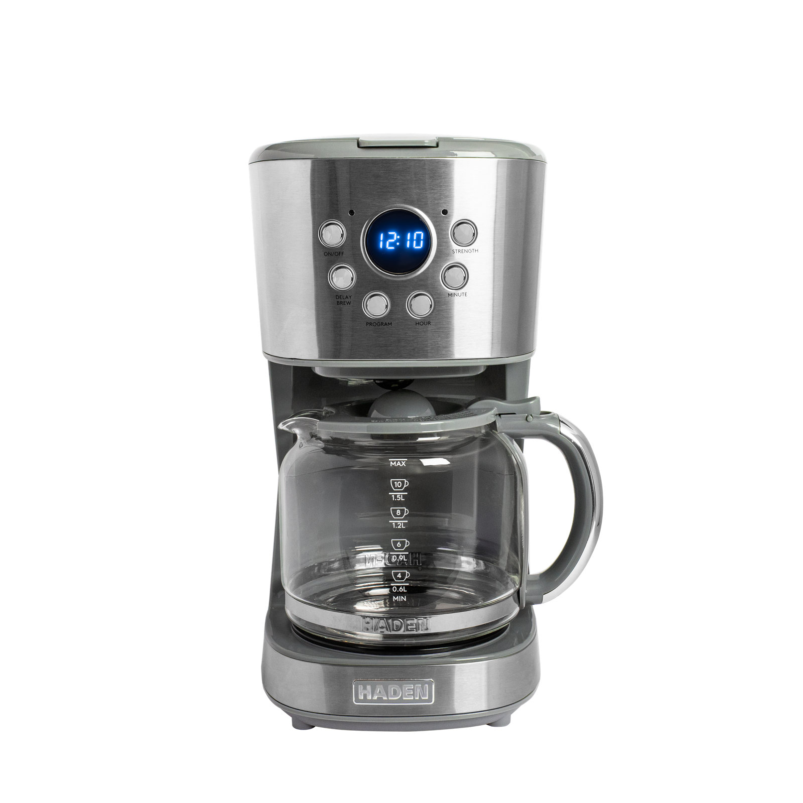 Haden 12-Cup Programmable Drip Coffee Maker, Stainless Steel / Chrome
