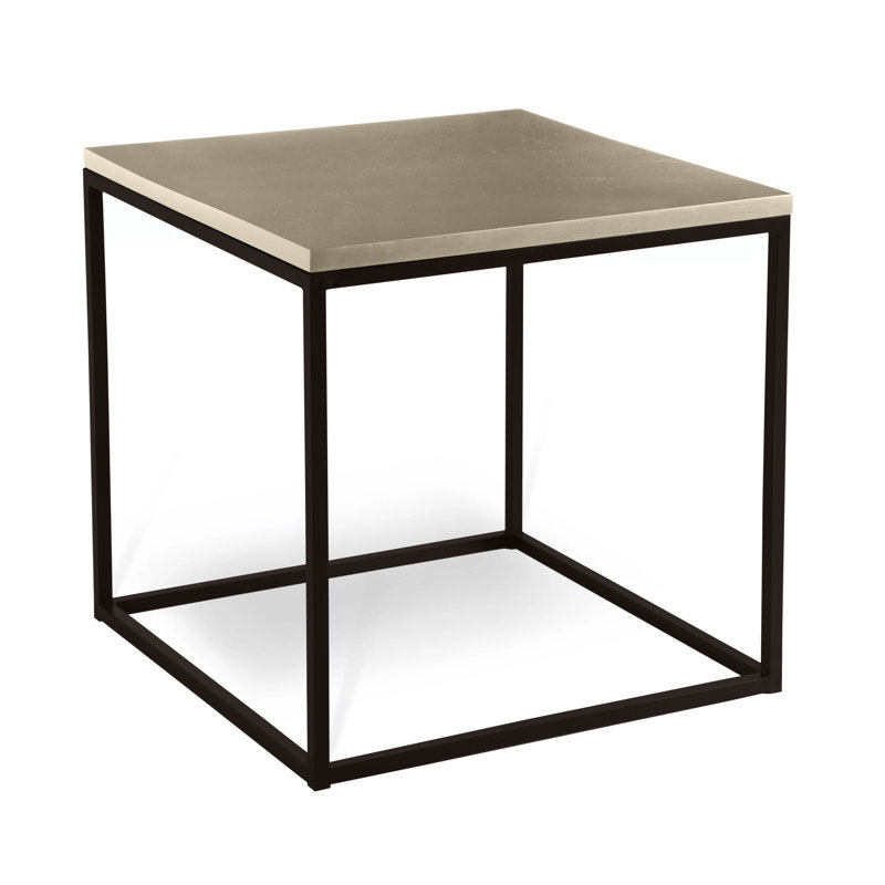 Chaplin Solid Wood End Table, Textured Black, Pickled Oak