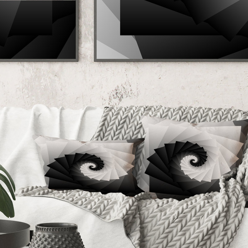 Coussin décoratif noir et blanc, 16 po x 16 po