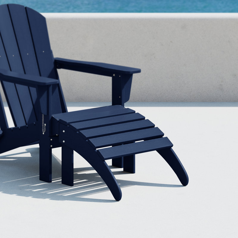 Shawnna Outdoor Ottoman, Navy Blue