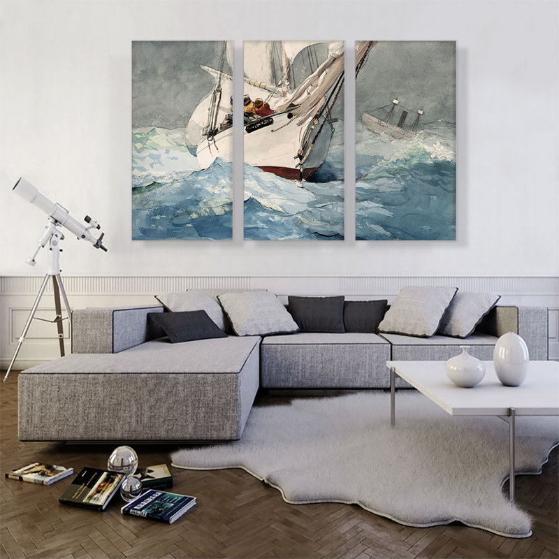 «Diamond Shoal 1905» par Winslow Homer, ensemble de 3 reproductions d'art sur toile tendue, H 40 po x l 60 po x P 0,75 po