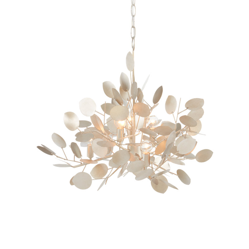 Lunaria 6 - Light Chandelier, Contemporary Silver Leaf