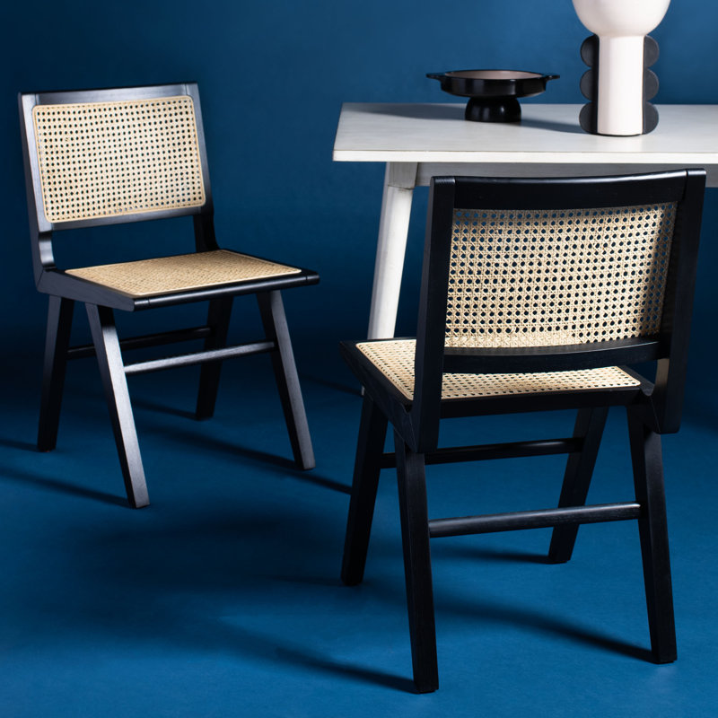 Atticus Cane Dining Chair, Black/Natural