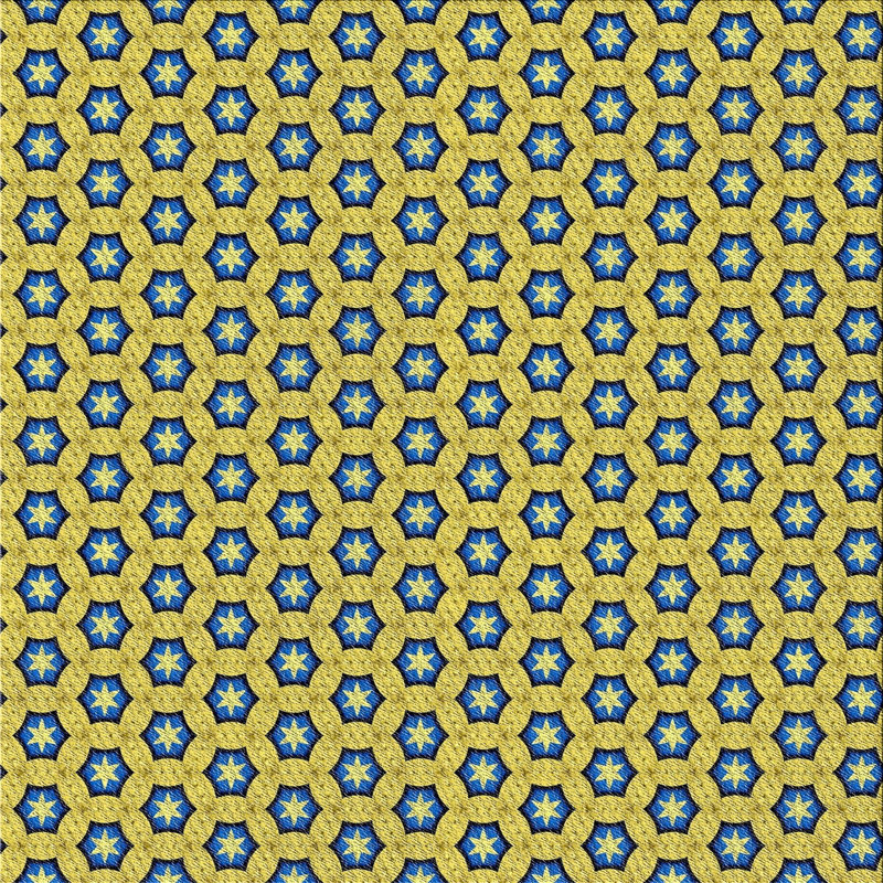 Tapis géométrique bleu, Carré 4 pi