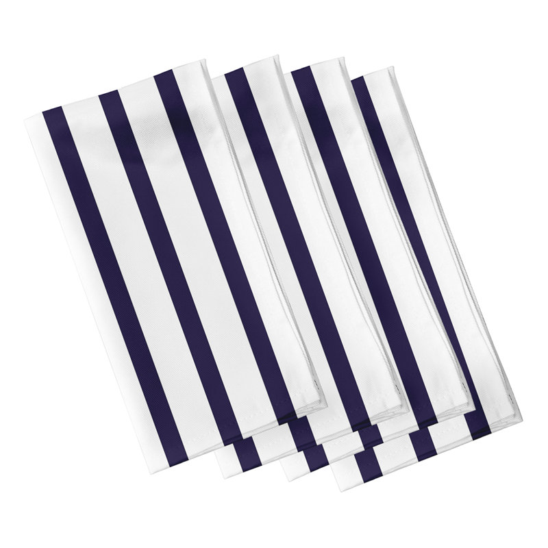 Handy Polyester Striped Square Napkin, Navy