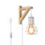 Applique murale moderne avec abat-jour cage en métal blanc, lampe murale en bois rustique pour chambre à coucher, chevet, couloir et salon