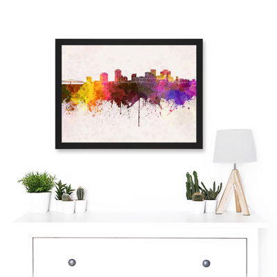 Cityscape New Orleans Skyline Paint Splash - Single Picture Frame Print