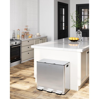 Stainless Steel Touch Top Multi-Compartment Trash/Recycling Bins