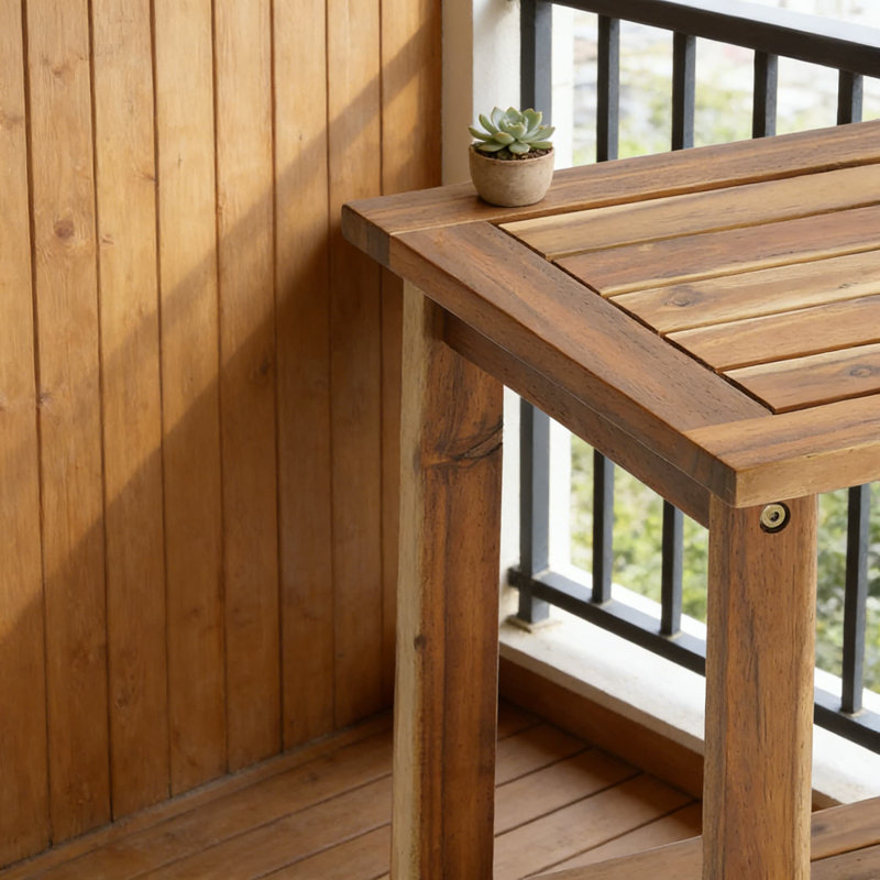 Table d'appoint à 2 niveaux Adirondack, table de bout en bois d'acacia massif avec finition résistante aux intempéries pour une utilisation extérieure et intérieure, conception rectangulaire rustique pour le patio, le jardin, le porche ou le salon